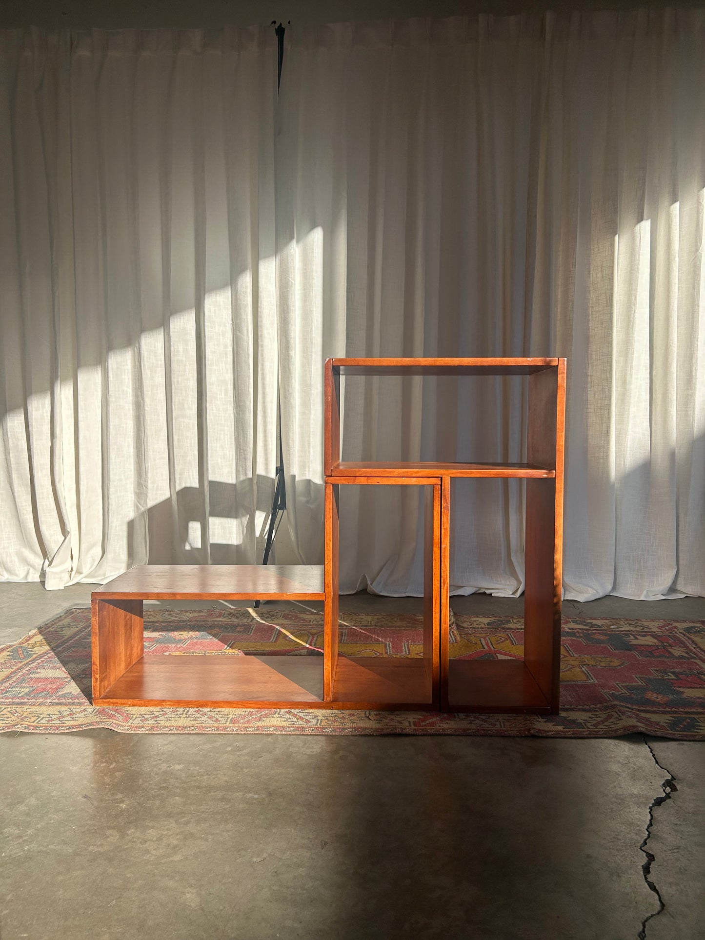 Set of 2 Modular Solid Wood Vintage Puzzle Shelves