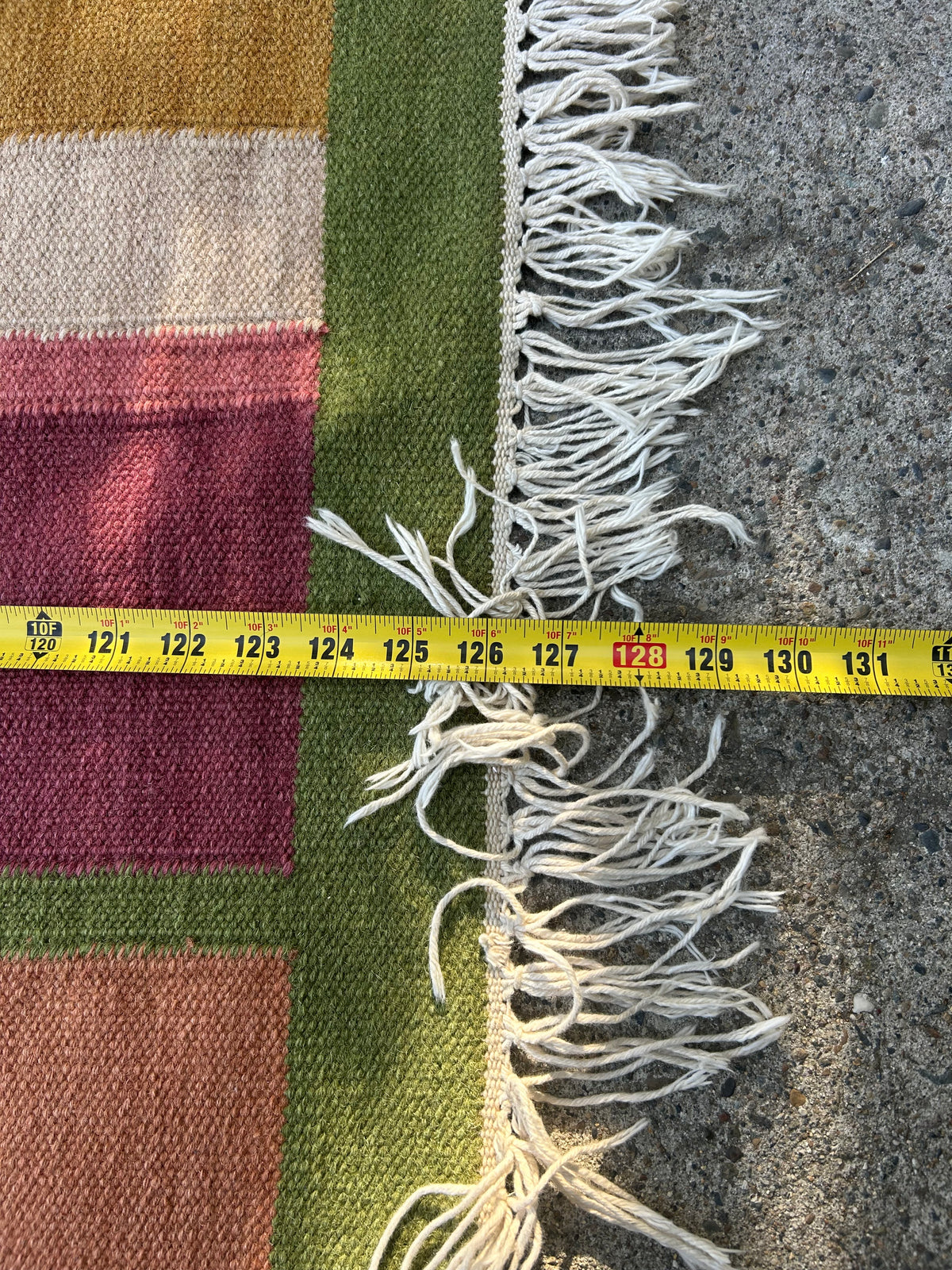 Vintage Geometric Plaid Kilim Flatweave Rug