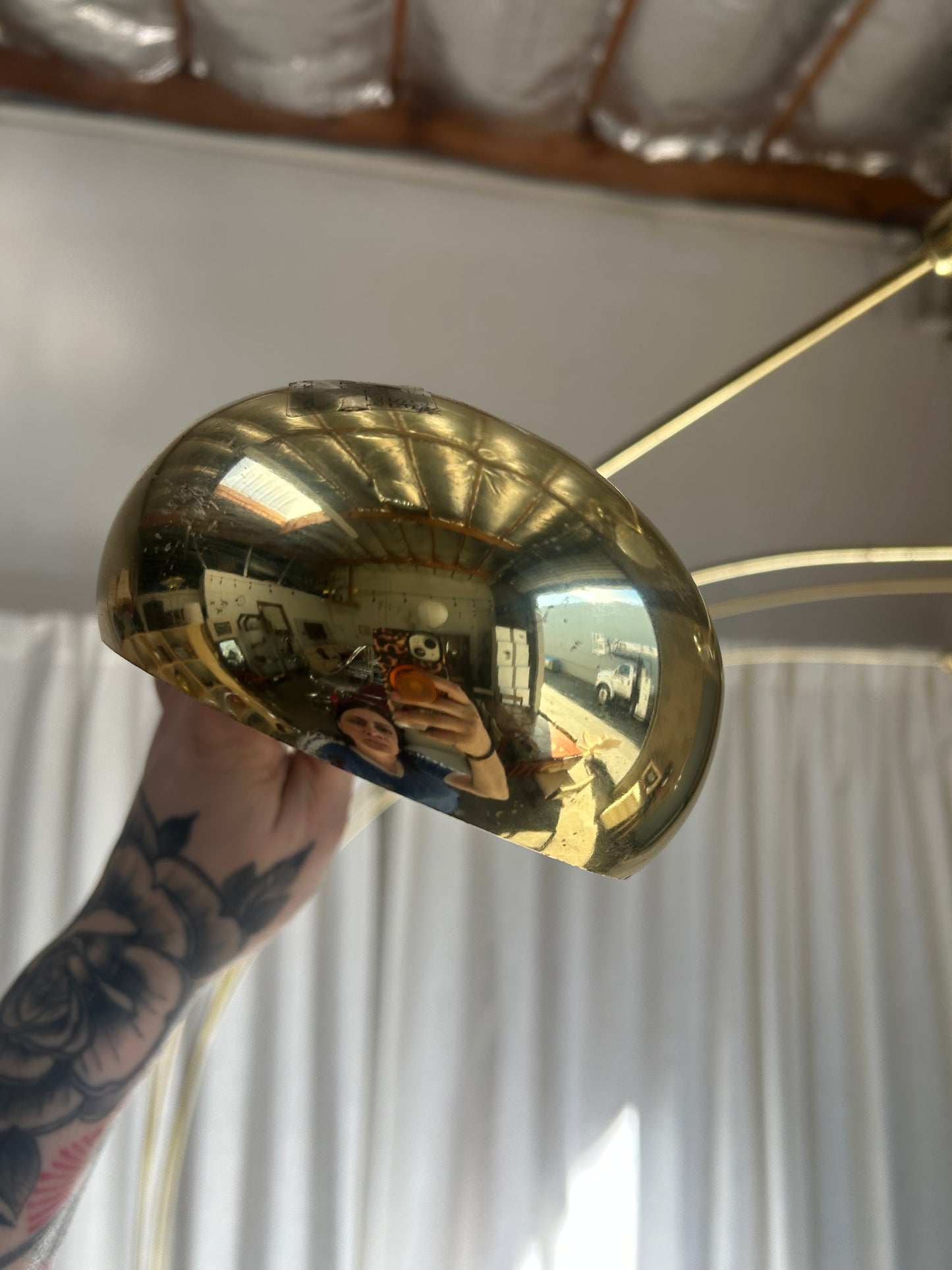 Mid Century Modern Brass 5-Arm Dimmer Spider Floor Lamp