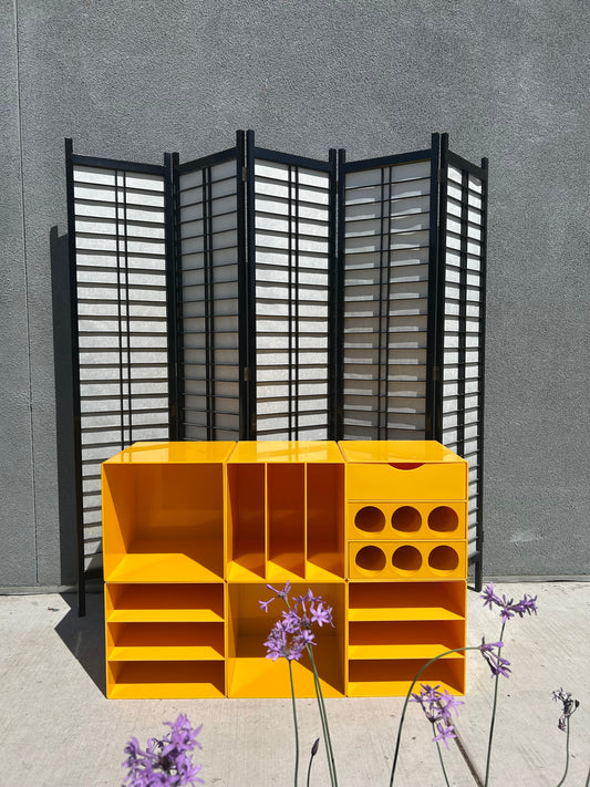 Vintage Yellow Modular Plastic Storage Cubes, Circa 1970s
