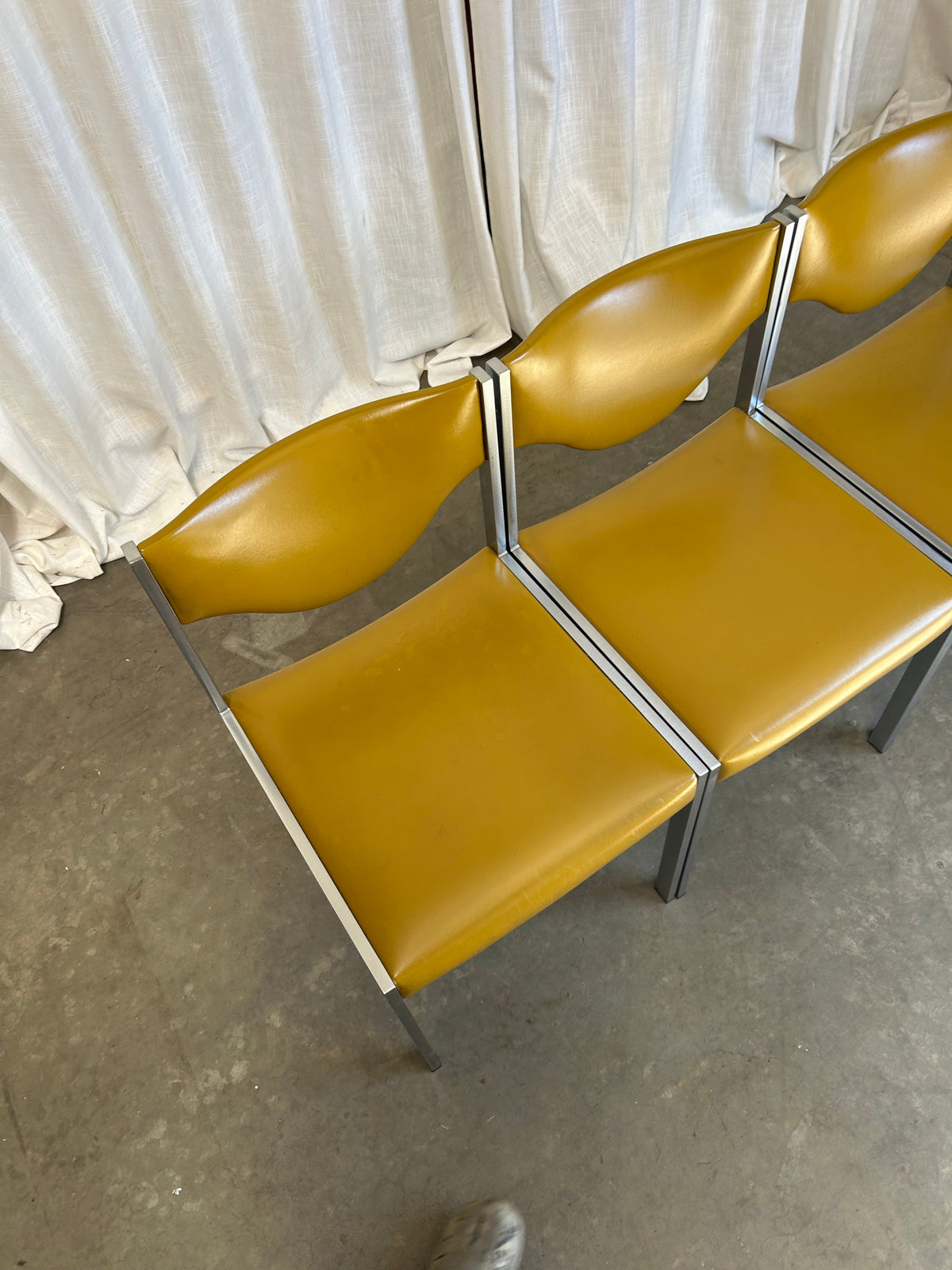 Mid-Century Modern Minimalist Dining Chairs in Ochre from Lübke, 1960s, Set of 4