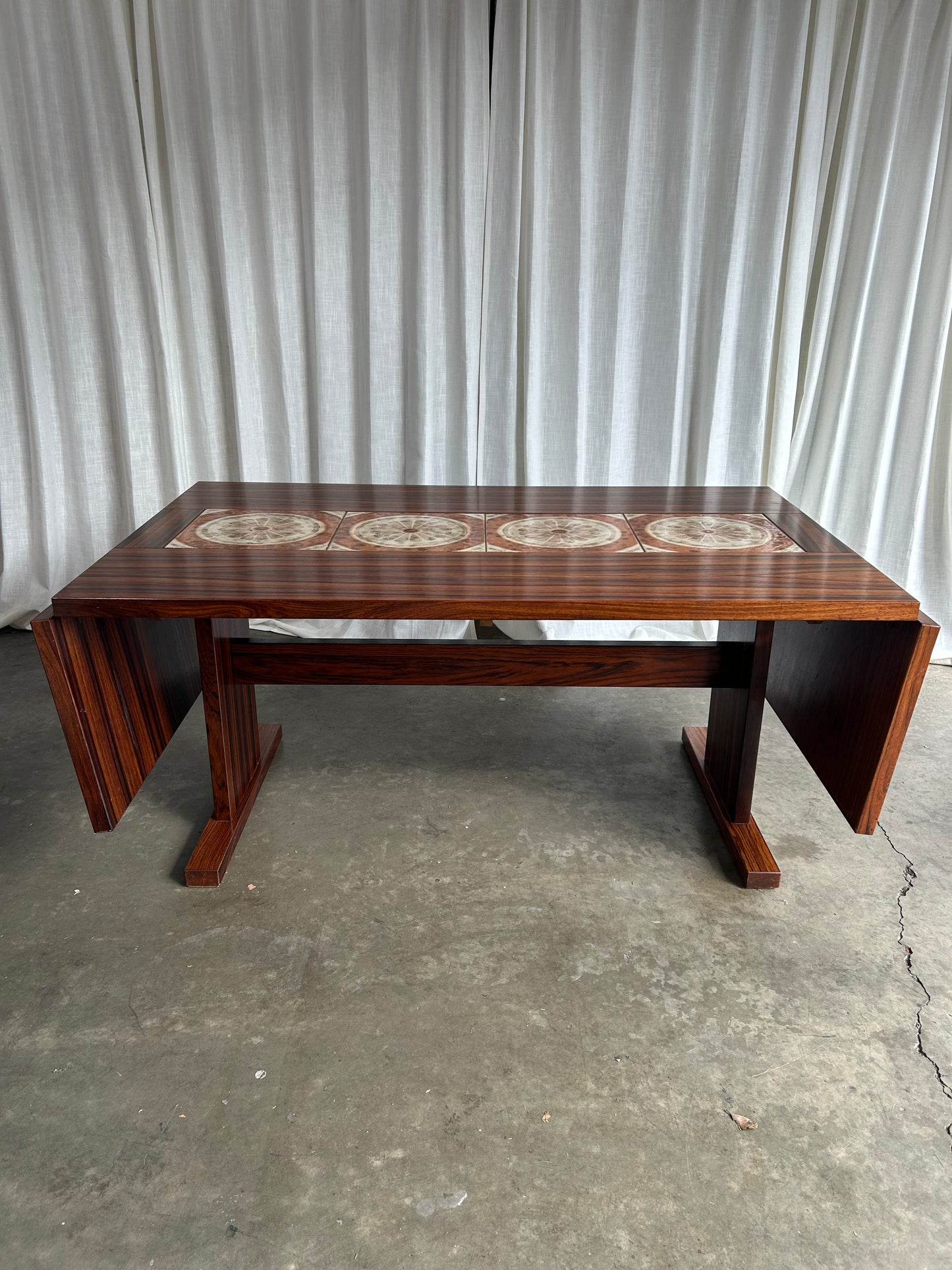 MCM Rosewood Ox Art Dining Table and 7 Chairs, Circa 1970s, Designed by Poul H Poulsen for Gangsø Mobler