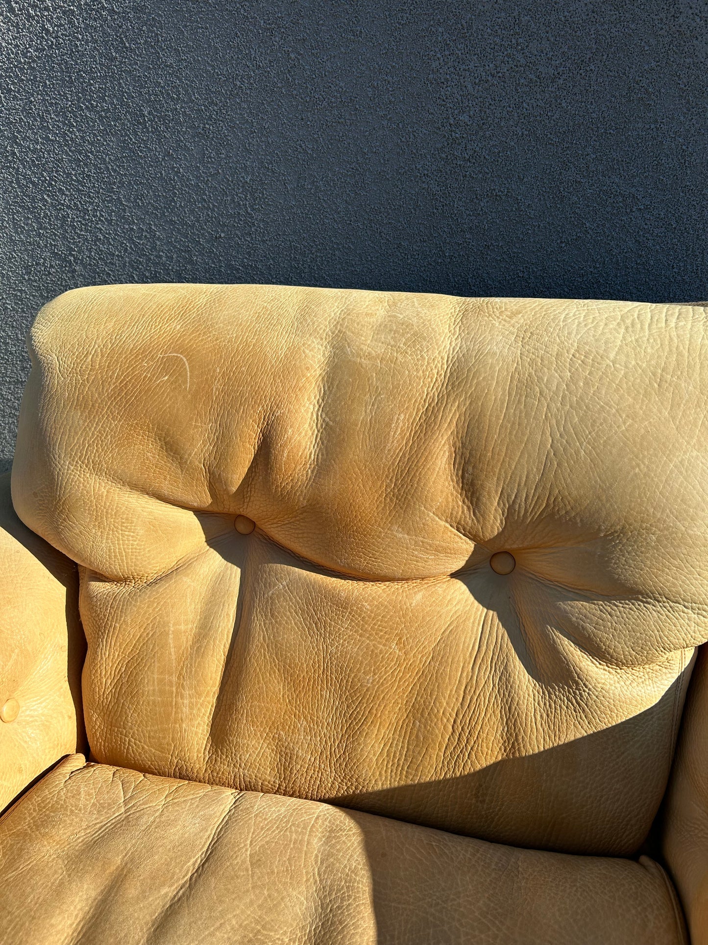 Vintage Tan Leather Armchair by Afra and Tobia Scarpa  for B&B Italia, Circa 1970s