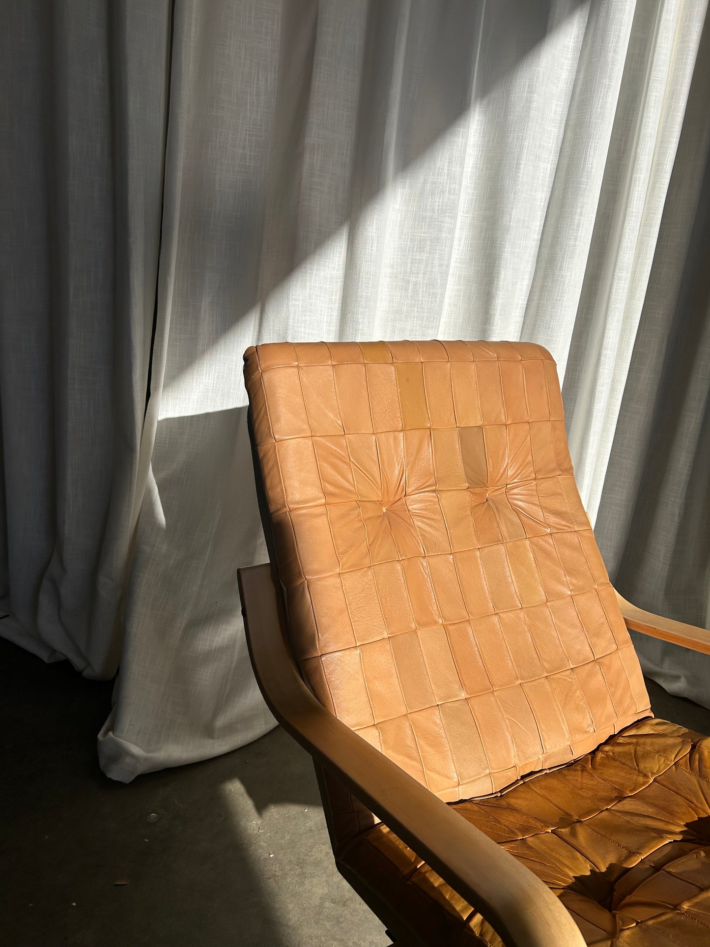 Danish Vintage Style Quilted Leather Swivel Armchair