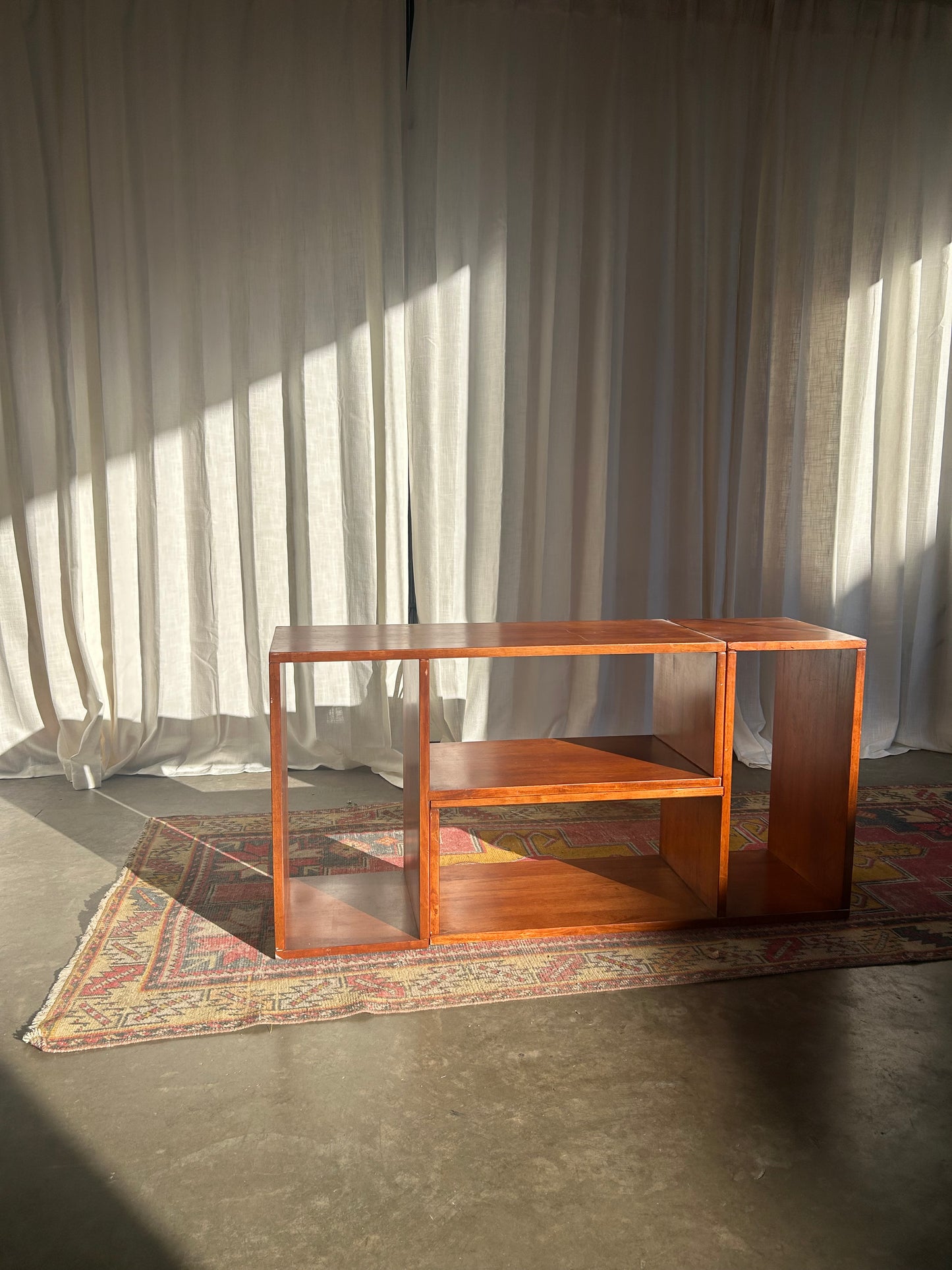 Set of 2 Modular Solid Wood Vintage Puzzle Shelves