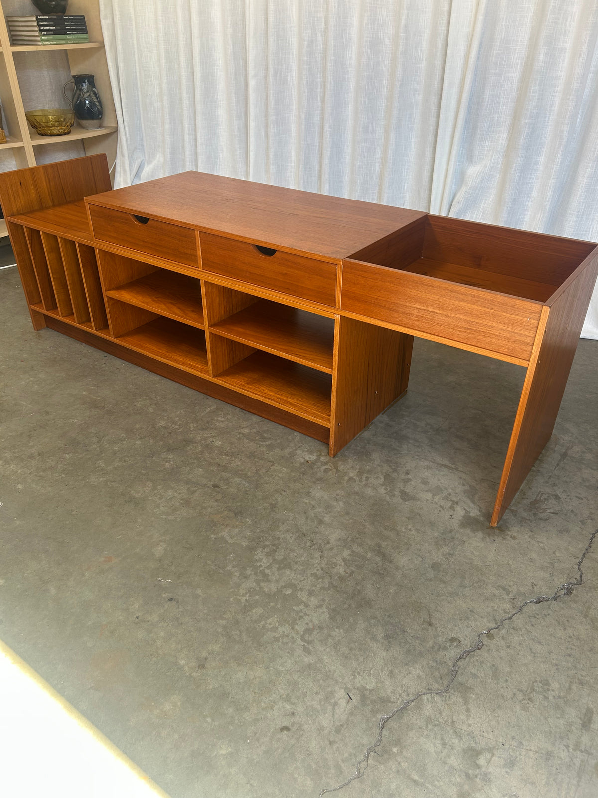 Danish Style Teak Modular Media Record Console Desk