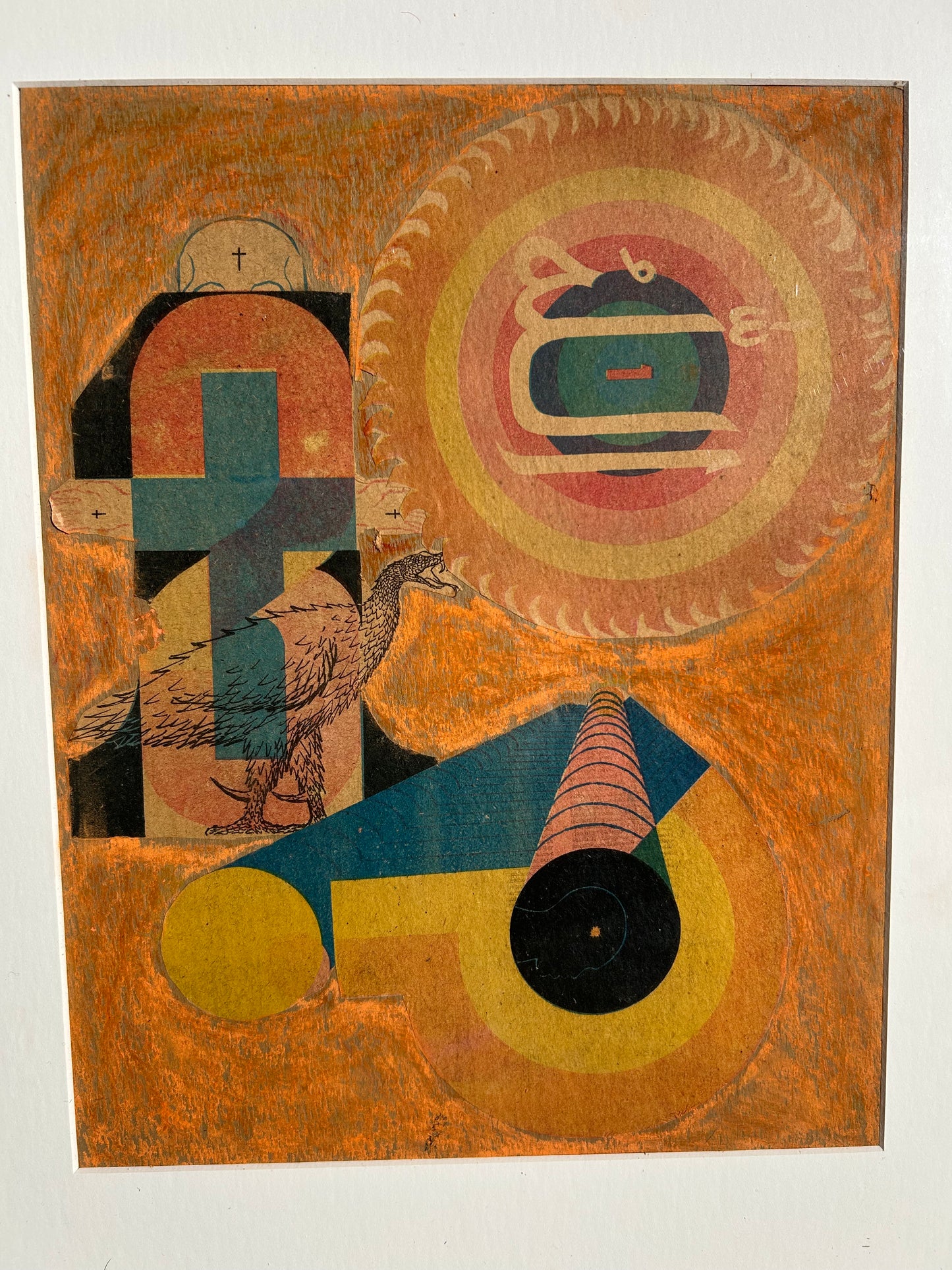 Vintage Multi-Media Abstract Collage, Circa 1970s