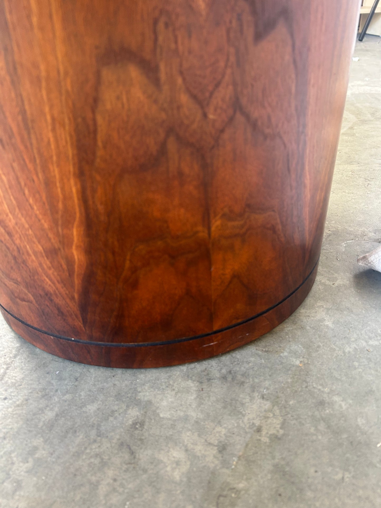 Mid-Century Modern Walnut and Patinated Copper Hexagon Drum Coffee Table, In the Style of Brown Saltman, Circa 1970s