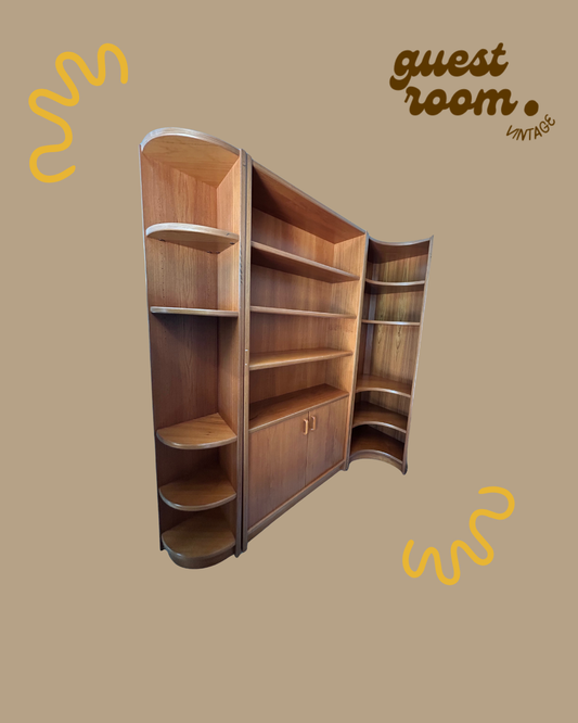 Danish Mid-Century Curved Modular Teak Corner Shelving Unit, Set of 3