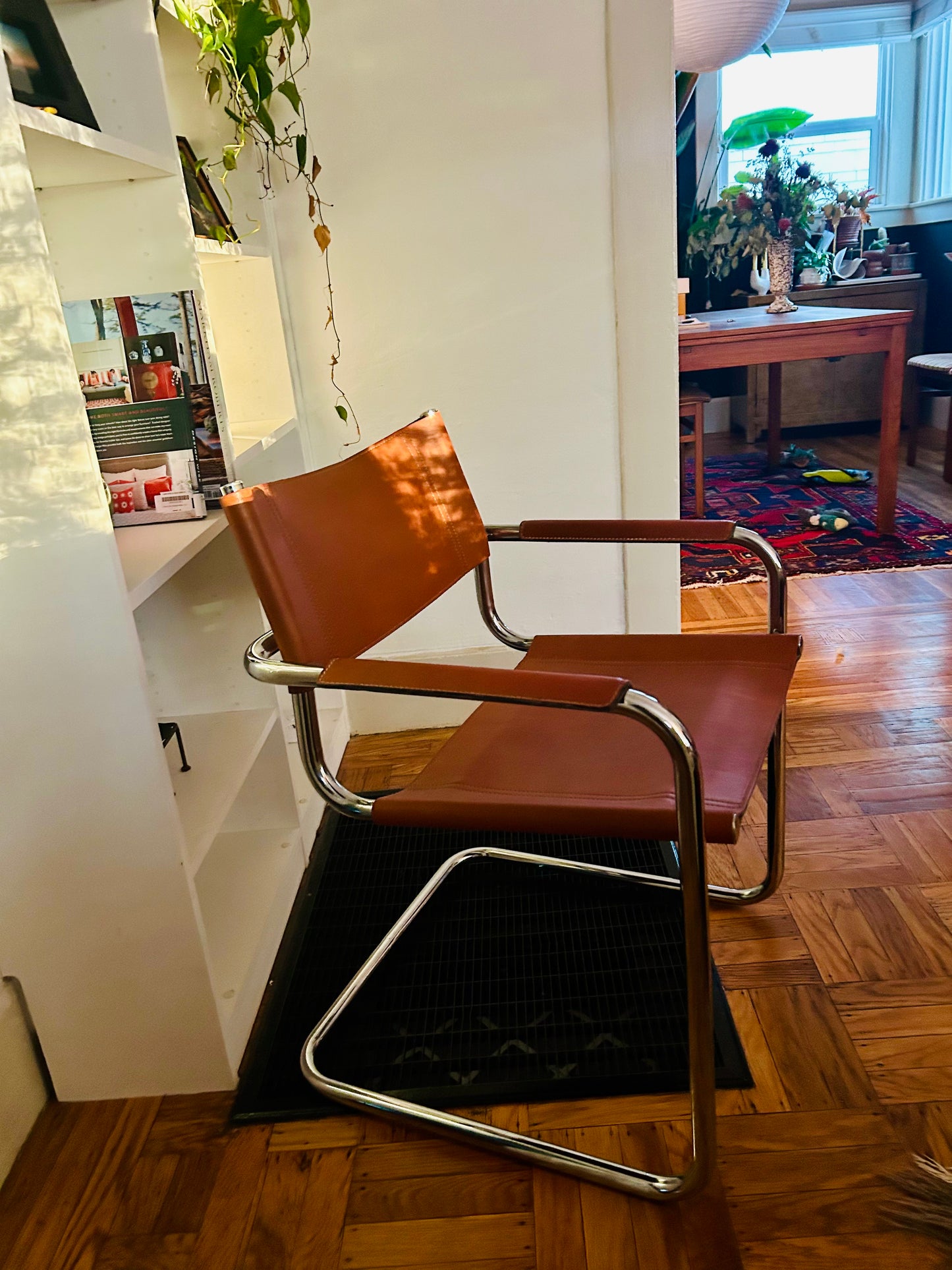 Vintage Leather and Chrome Cantilever Chair by Mart Stam