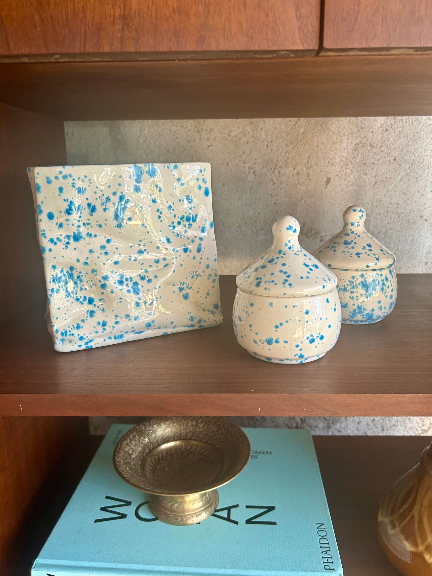 1990's Handmade Splattered Pottery Set