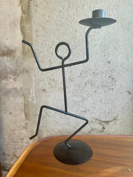 Post Modern Dancing Stick Figure Candleholder | Keith Haring Style Sculpture