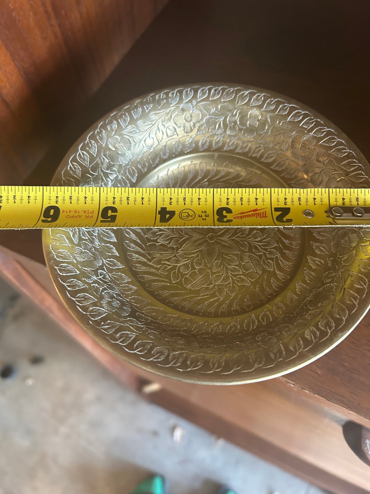 Engraved Brass Pedestal Dish