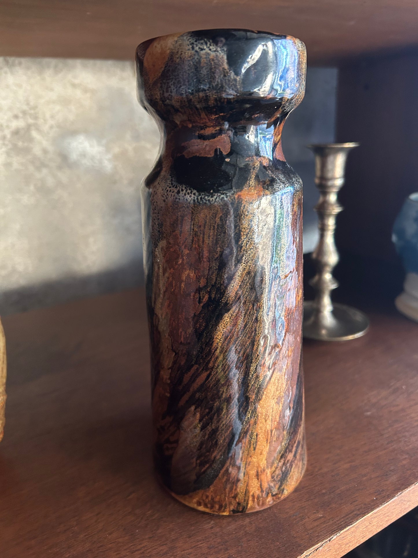 Black/Rust/Brown Pottery Craft Handmade Ceramic Vase