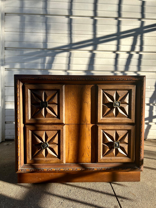 Mid Century Starburst Brutalist Nightstand/End Table